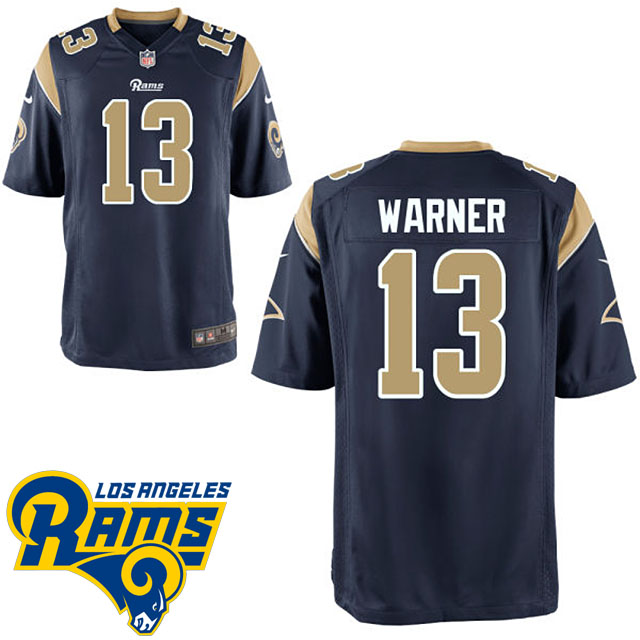 Los Angeles Rams #13 Kurt Warner Navy Blue Game Jersey